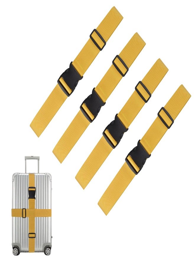 YIRUIDD 4Pcs Luggage Straps for Suitcase Travel Accessories Luggage Belt with Buckle Closure, Adjustable Luggage Belt for Travel Bag Closure, Luggage Security(Yellow) - Image 1